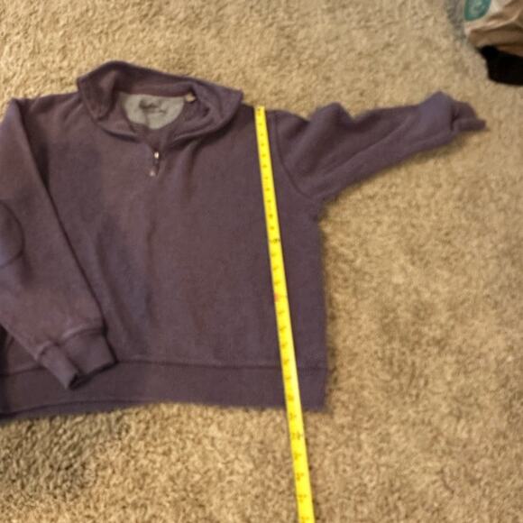 Paradise Collection Purple Zip Up Sweater with Elbow Patches - Picture 4 of 10